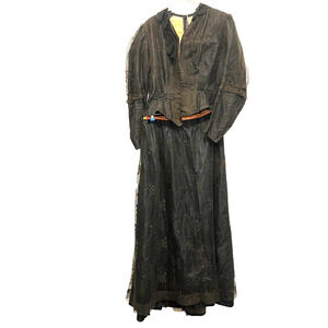 Widow's Weeds Skirt Set Bodice Top Antique 1890s 1900 Edwardian Victorian Repair